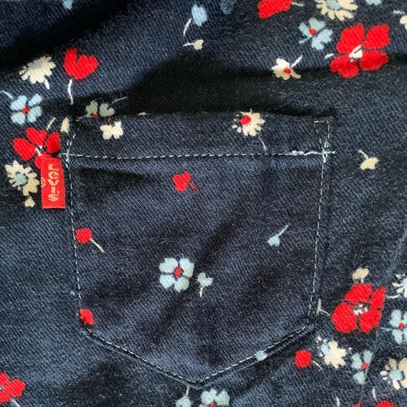 Levi’s Navy,Red&White Floral Long Sleeve Dress - Picture 3 of 8